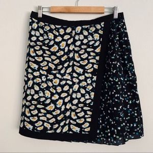 J. Crew Black Floral Faux Wrap Pleated Skirt - 10